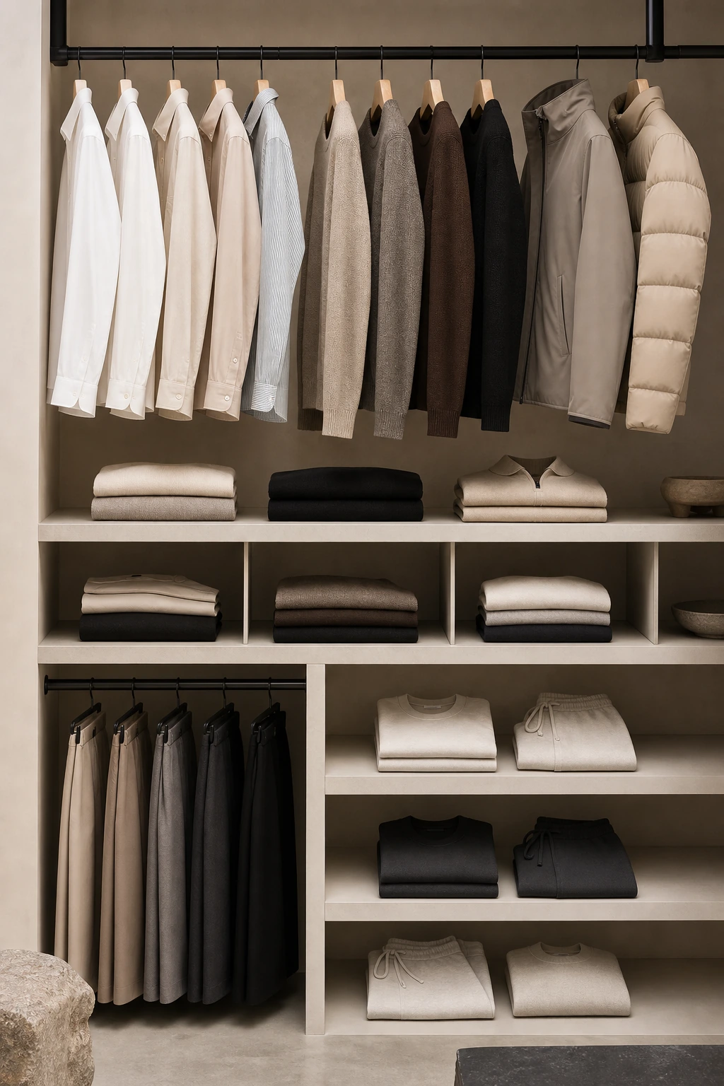 Menswear built around essentials and clean structure.