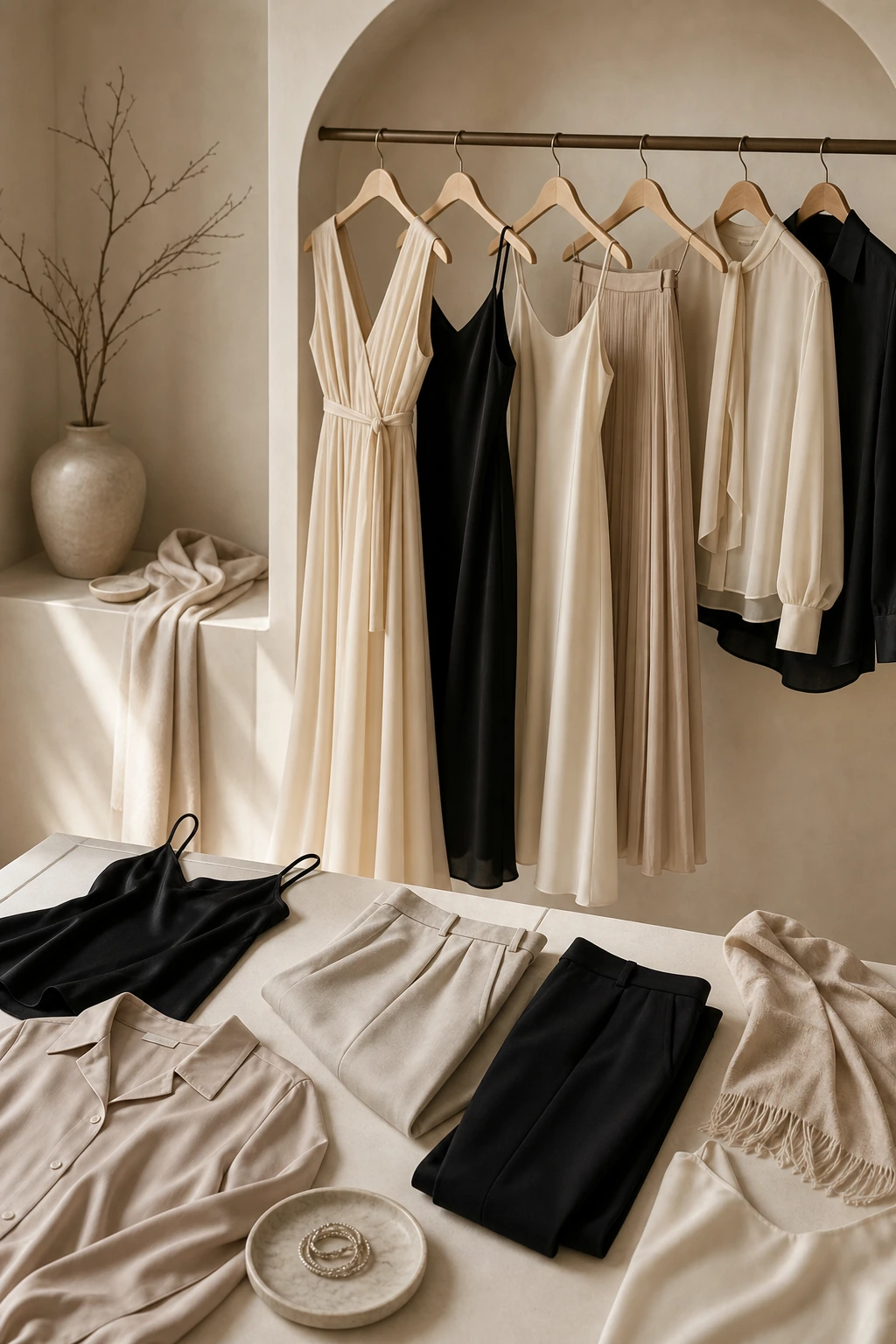 Womenswear across refined wardrobe categories.