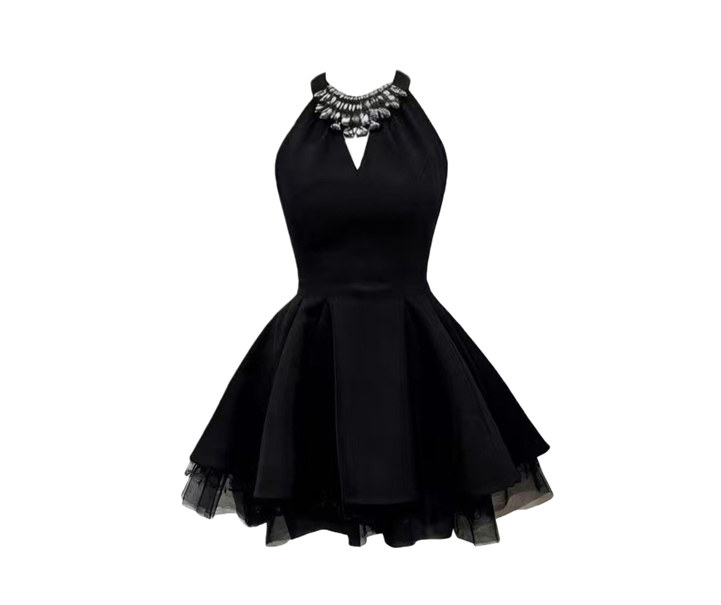 Black Crystal Halter Dress