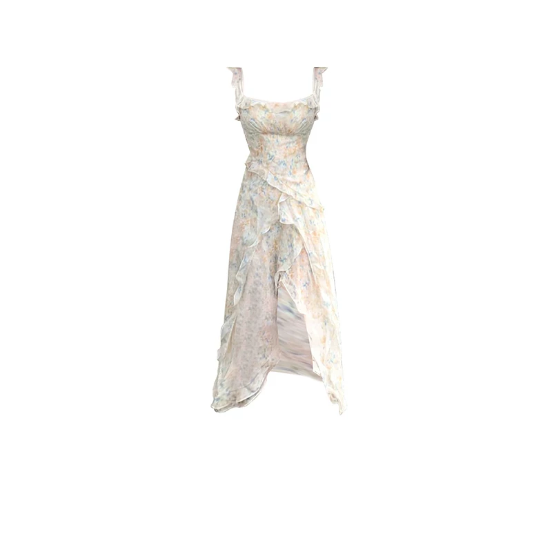Cream Ruffle Resort Dress