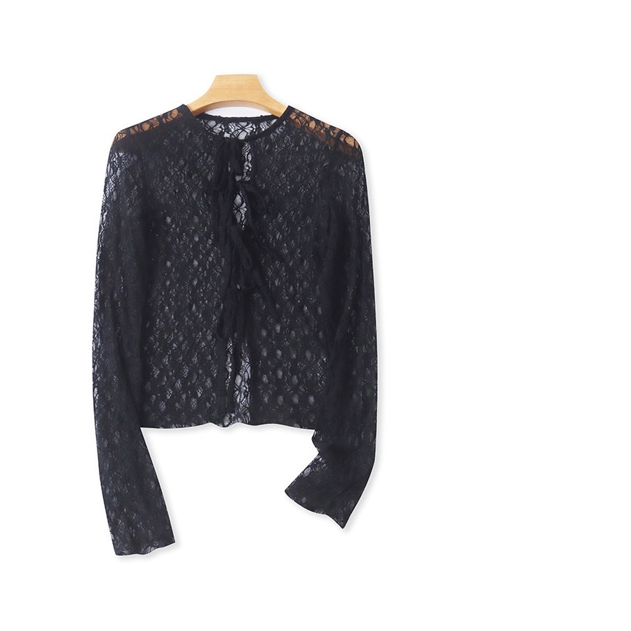 Relaxed Lace Textured Chiffon Blouse product image thumbnail 2