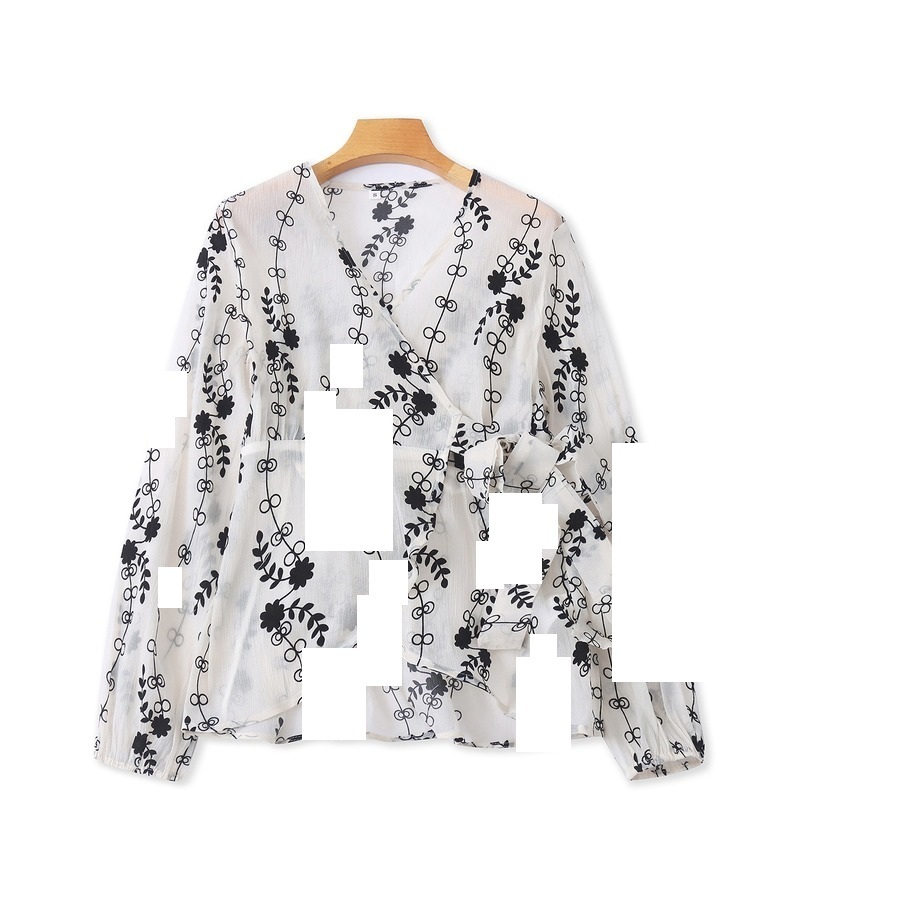 Refined V-Neck Textured Chiffon Blouse product image