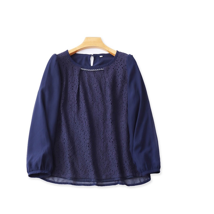 Relaxed Lace Textured Chiffon Blouse product image